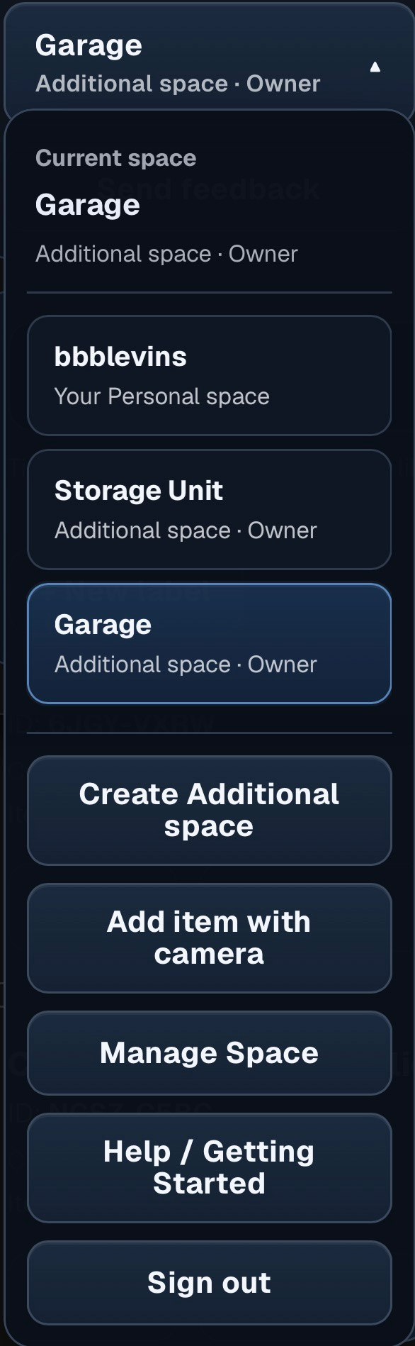 LabelUp control panel showing spaces, tools, and key actions in one place